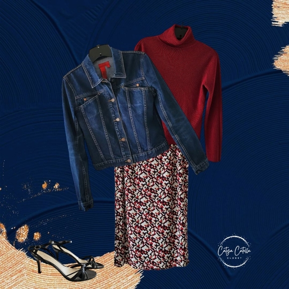 BCBGeneration MaxAzria Dark Wash Blue Denim Trucker Jean Jacket | Like New | S - Picture 15 of 15